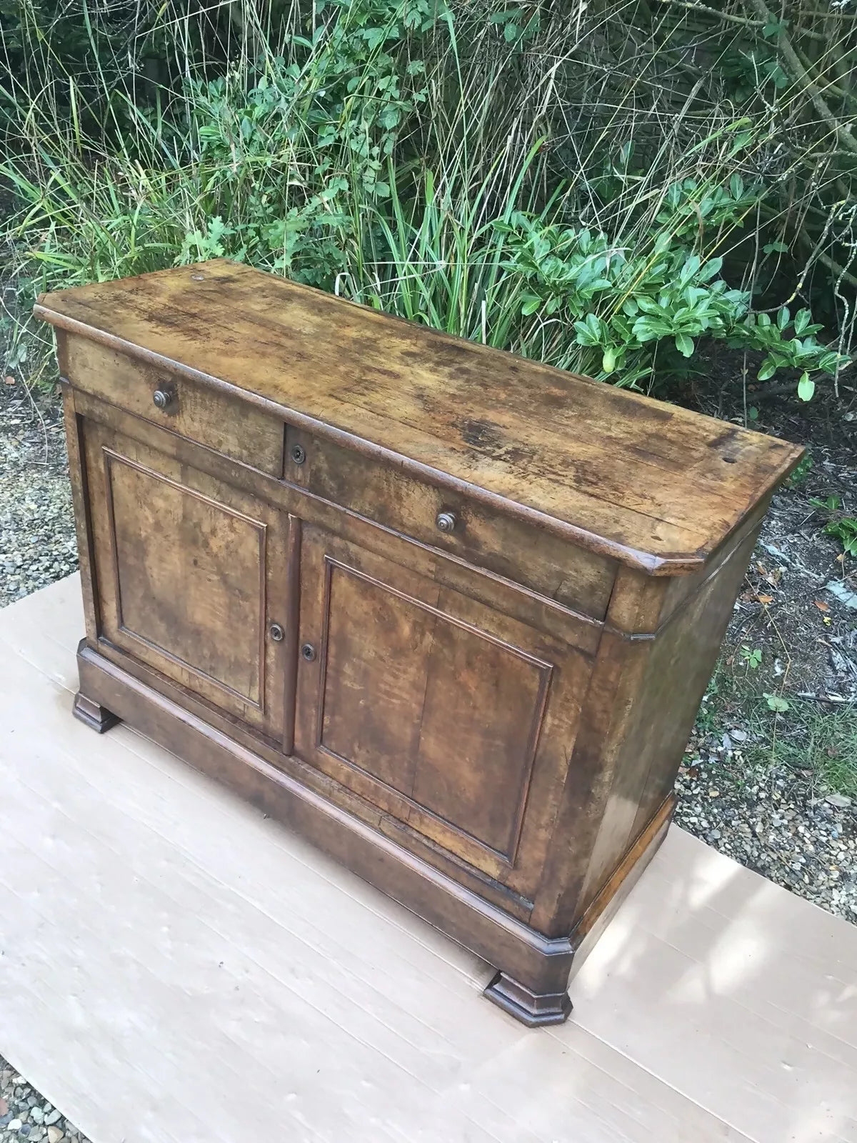 Antique Victorian Burle Walnut Veneer Chiffonier Dresser Server Buffet Sideboard