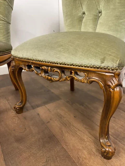 Pair Of Reproduction Upholstered Bedroom Chairs