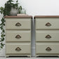 Pair of Vintage Wooden 3 Drawers Bedside Tables, in Sage Green