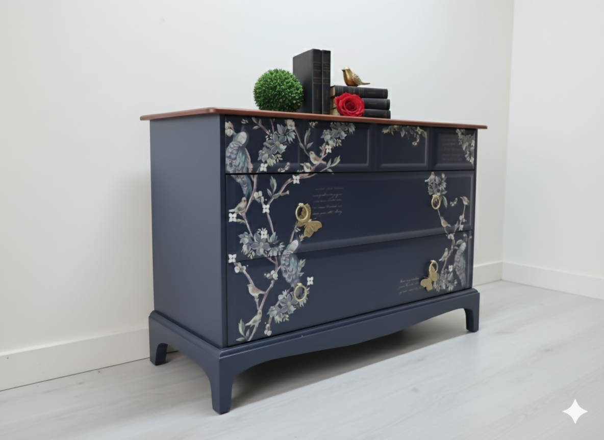Stag minstrel chest of drawers in navy blue