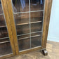 Art Deco Style Oak Leaded Glass Bookcase / Display Cabinet