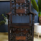 Italian Renaissance Revival Hall Oak Carved Antique Chair Carved Wainscot Throne Ecclesiastical
