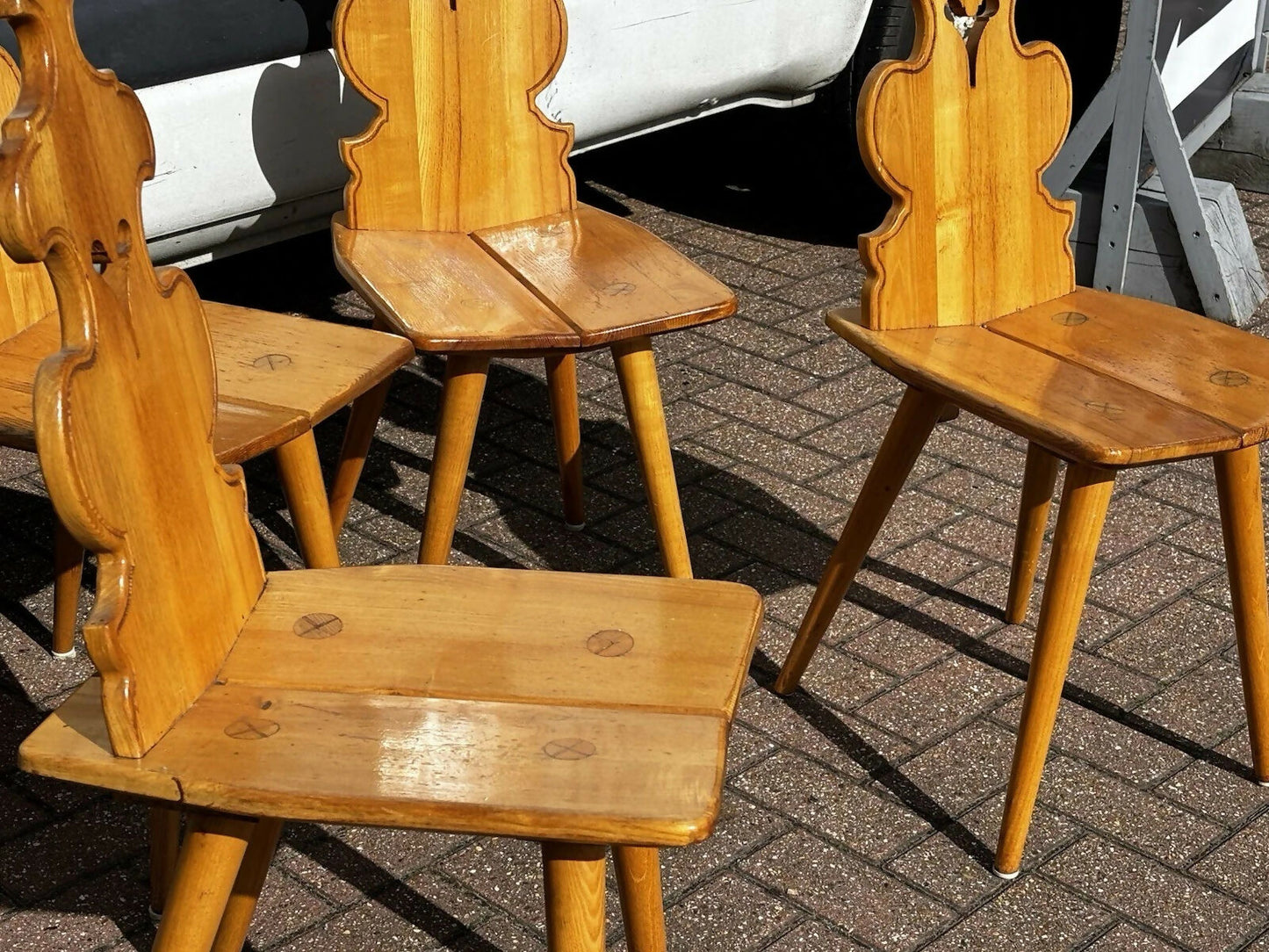 Vintage Set Of Elm Dining / Kitchen Chairs By Cepelia