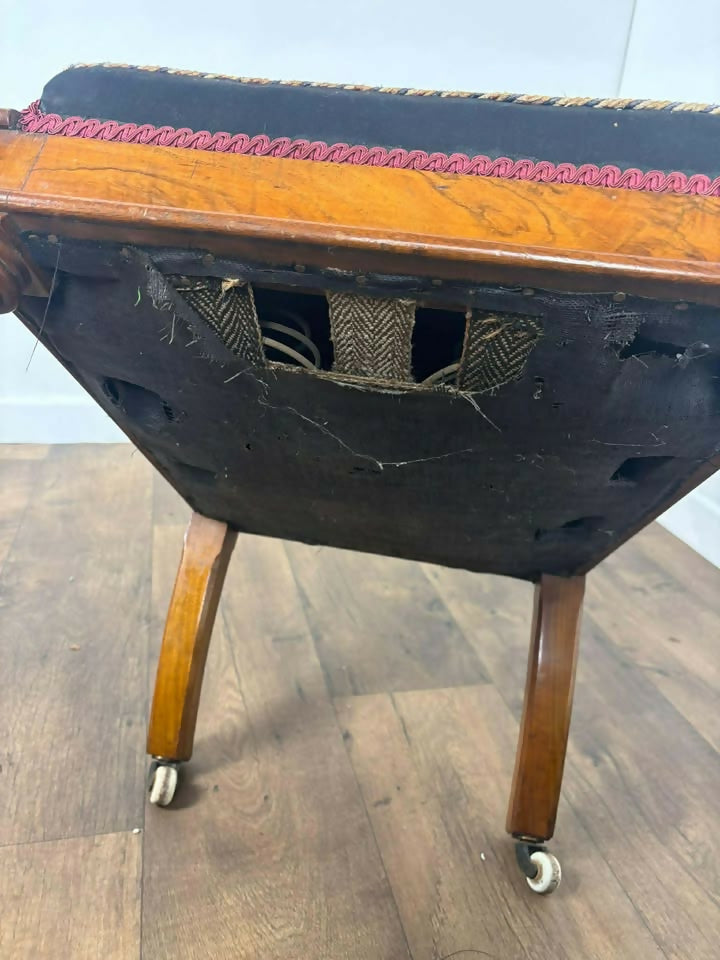 Victorian Walnut Prayer Chair With Tapestry Upholstery