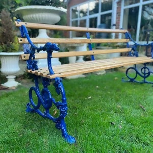 Serpent and Grape Cast Iron and Oak Garden Bench