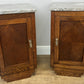 Pair of Bedside Tables Antique French Style Oak Marble Top Cabinets LOT 6573