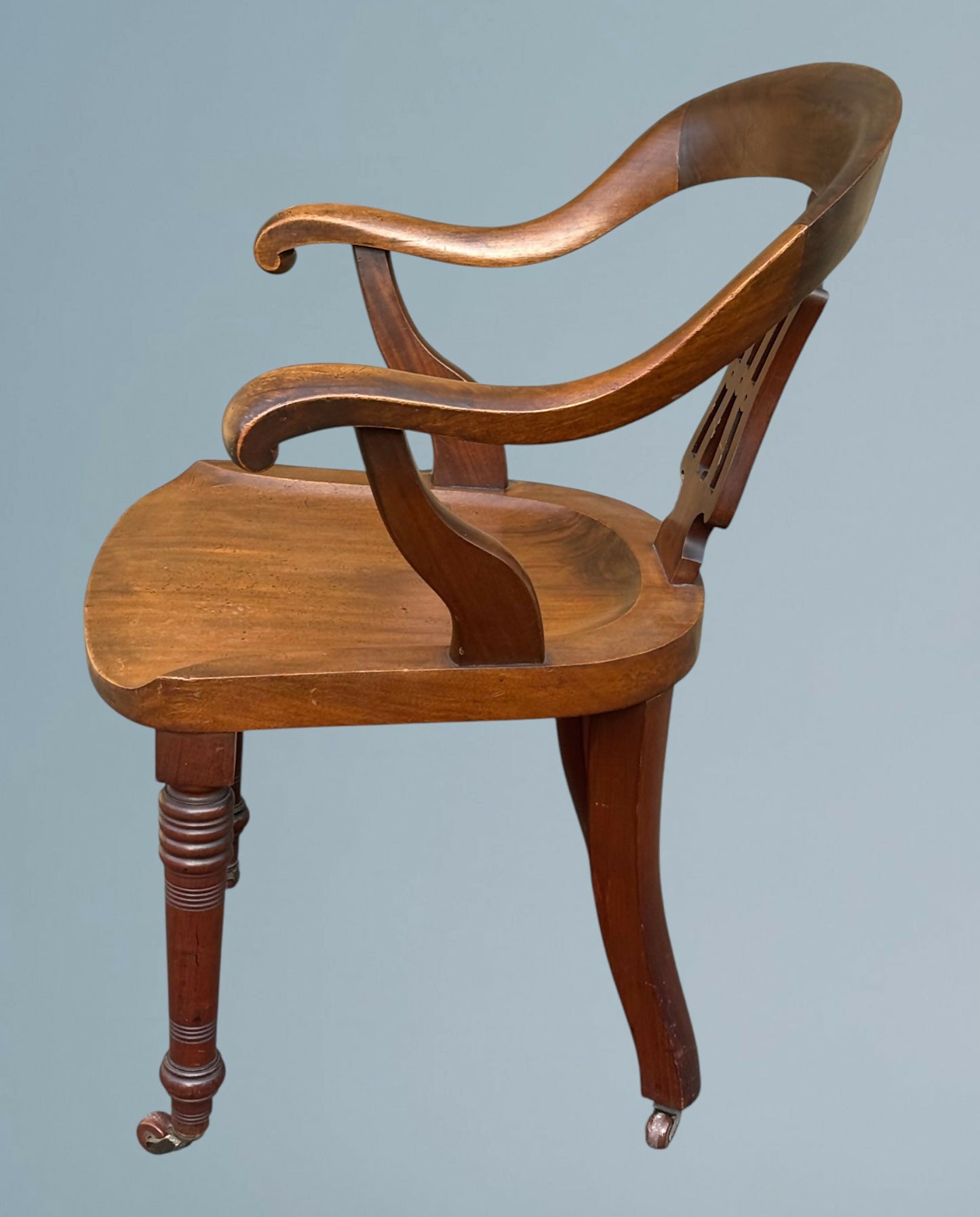 19th Century Walnut Desk Chair / Office Chair