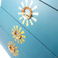 Upcycled hand painted drawers in teal with gold leaf design