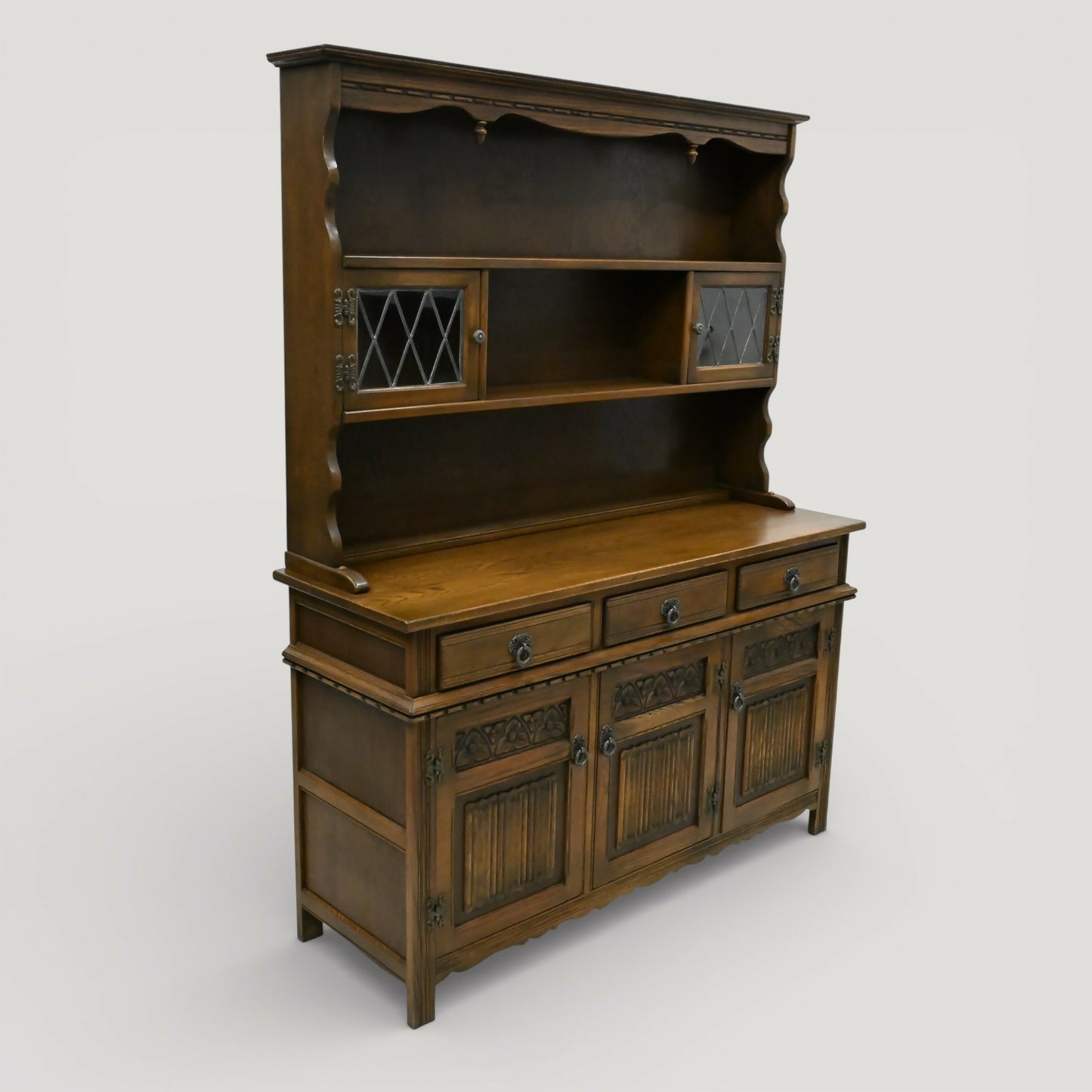Old Charm Oak Dresser In Light Oak Finish Tudor Style 4ft 6" W FREE UK* Delivery. SBR11079/2310E