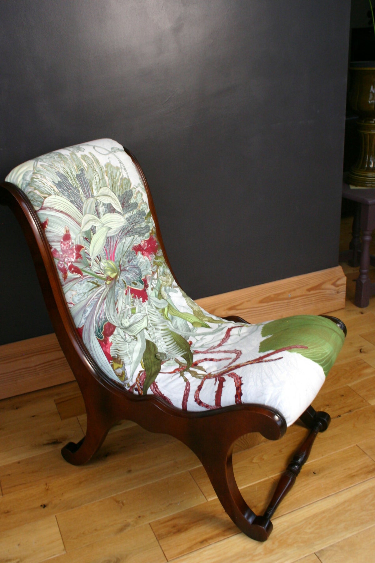 Vintage Slipper Chair – Fully Refurbished in Timorous Beasties Topical Tropical | One-of-a-Kind Designer Statement Chair