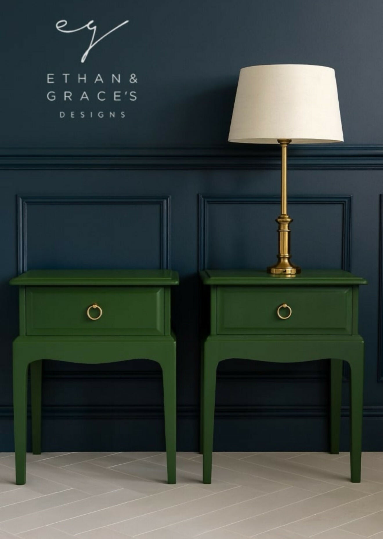 Farrow & Ball Beverly stag bedside tables