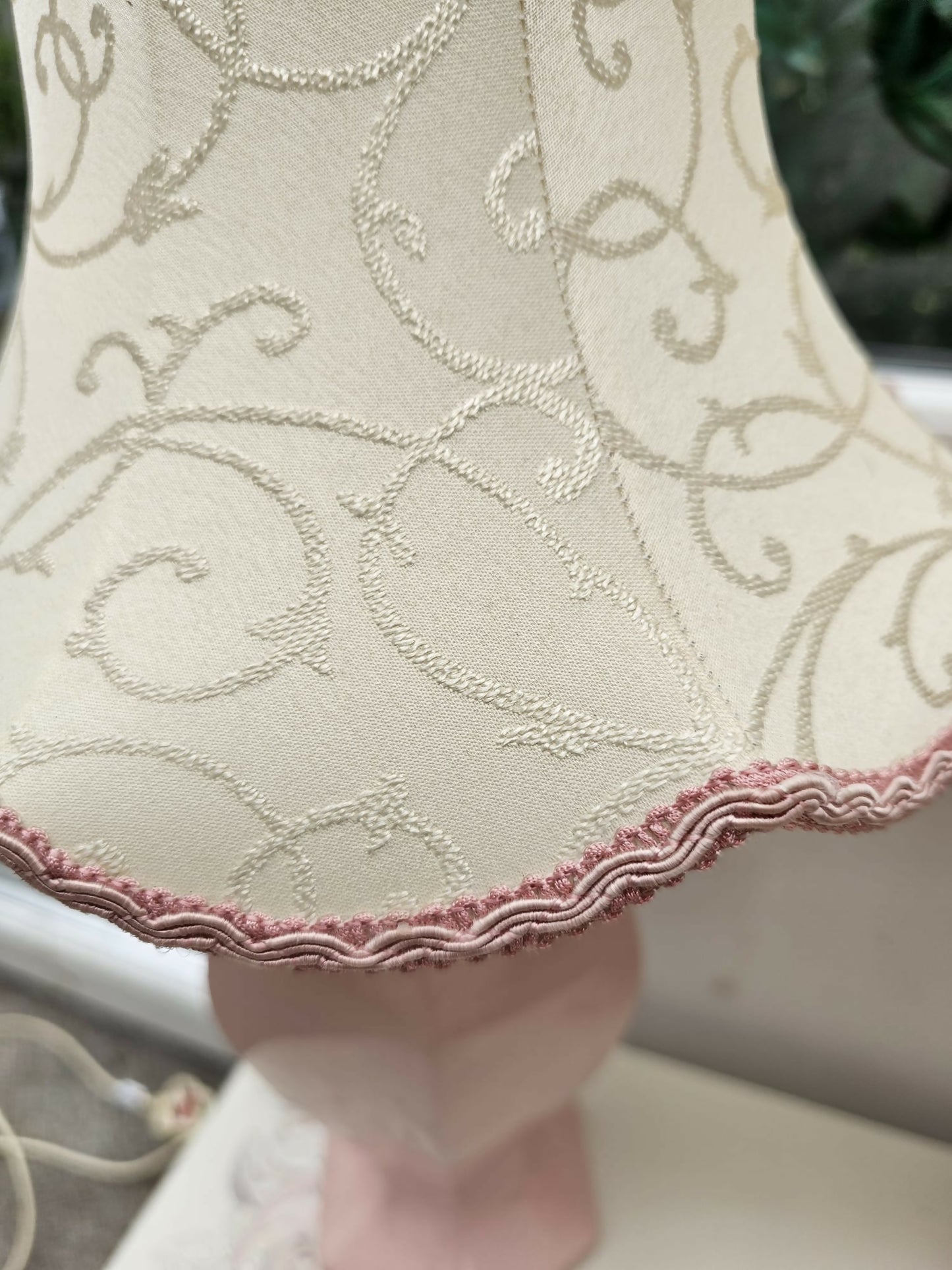 Vintage St Michael hexagonal ceramic ginger jar table lamps in pastel pink