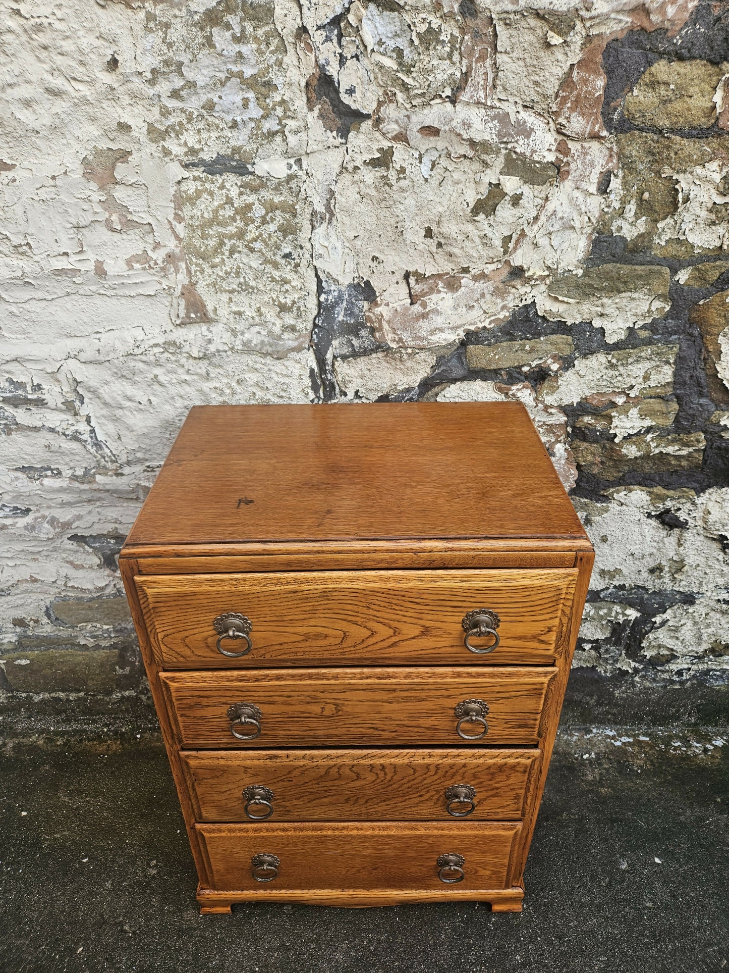 Vintage Chest Of Drawers Four Drawer Oak Cabinet Furniture Tallboy Super Proportions And Detailing