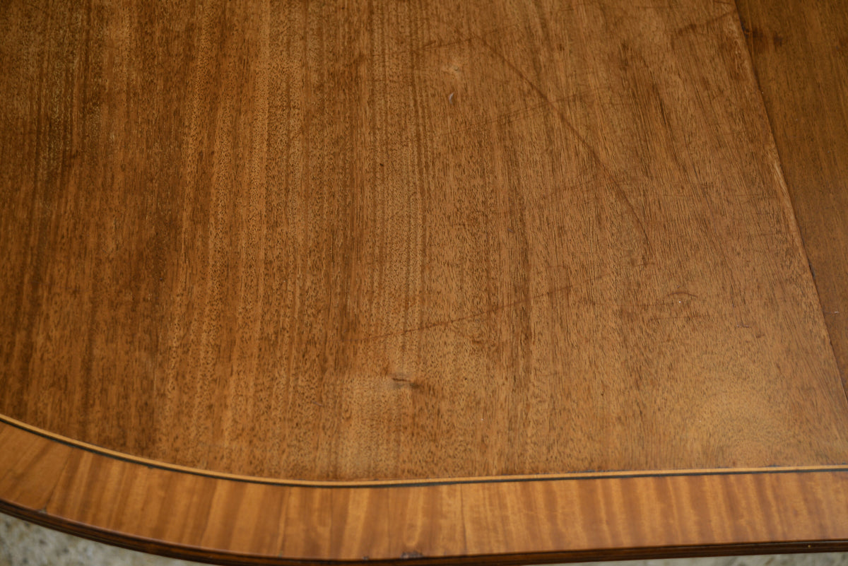 Regency Style Mahogany Extending Dining Table with Leaf - Twin Pedestal - D End