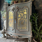 Hand-Painted French Style Distressed Cabinet | Luxury Drinks & Storage Cabinet
