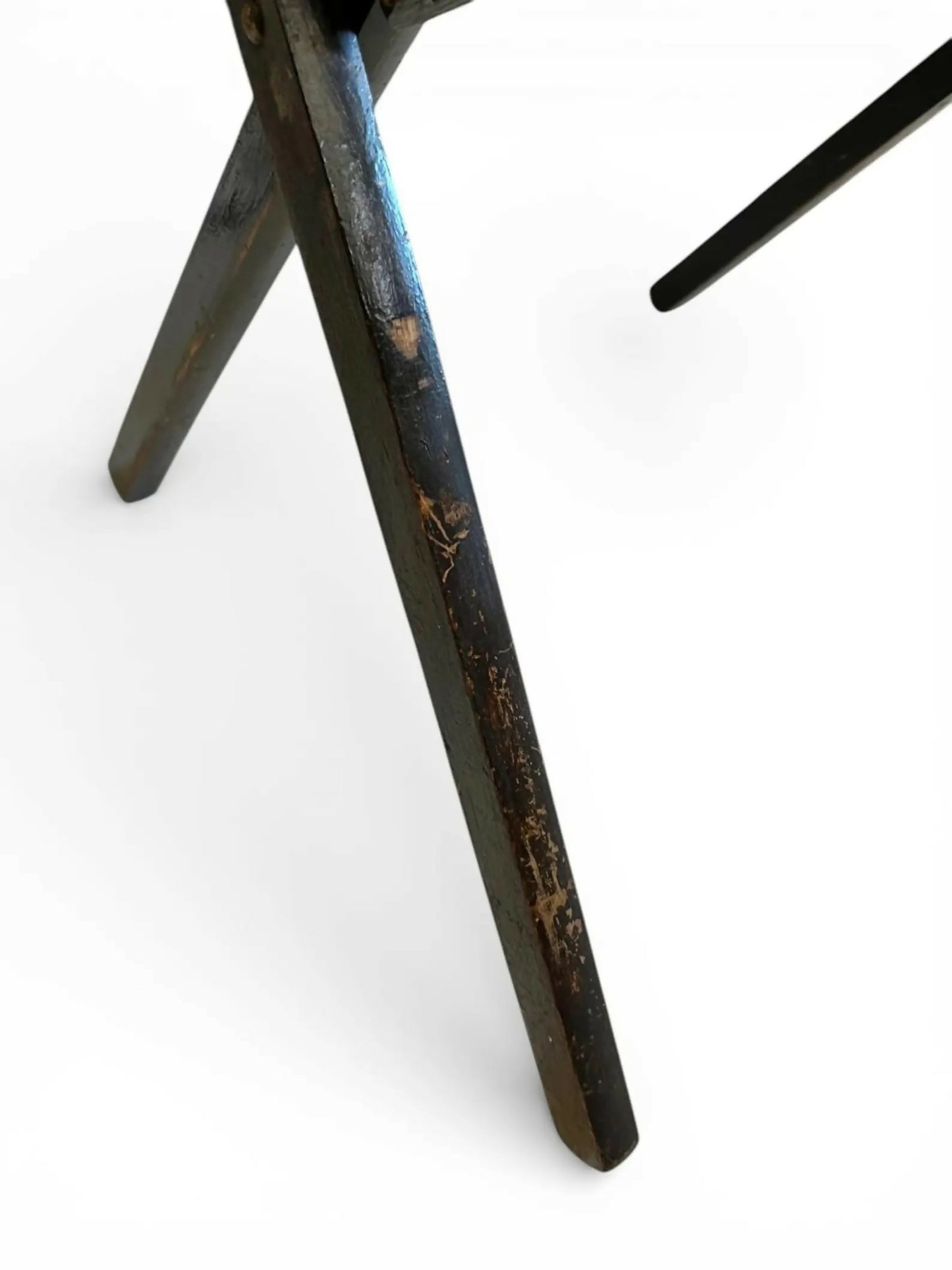 Vintage Folding Table with Holly Pattern | Rustic Wooden Accent Table