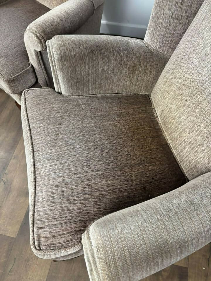 Pair of Matching Wingback Fireside Chairs On Cabriole Supports