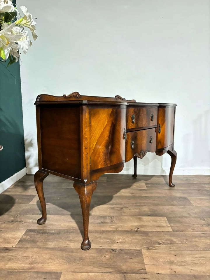 Vintage Queen Anne Style Figured Walnut Sideboard8