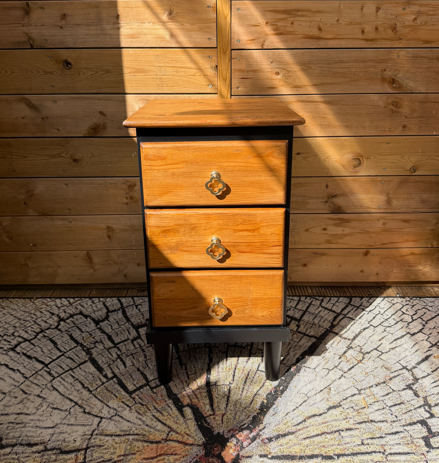 Little Black & Tan - Small single 3 drawer cabinet