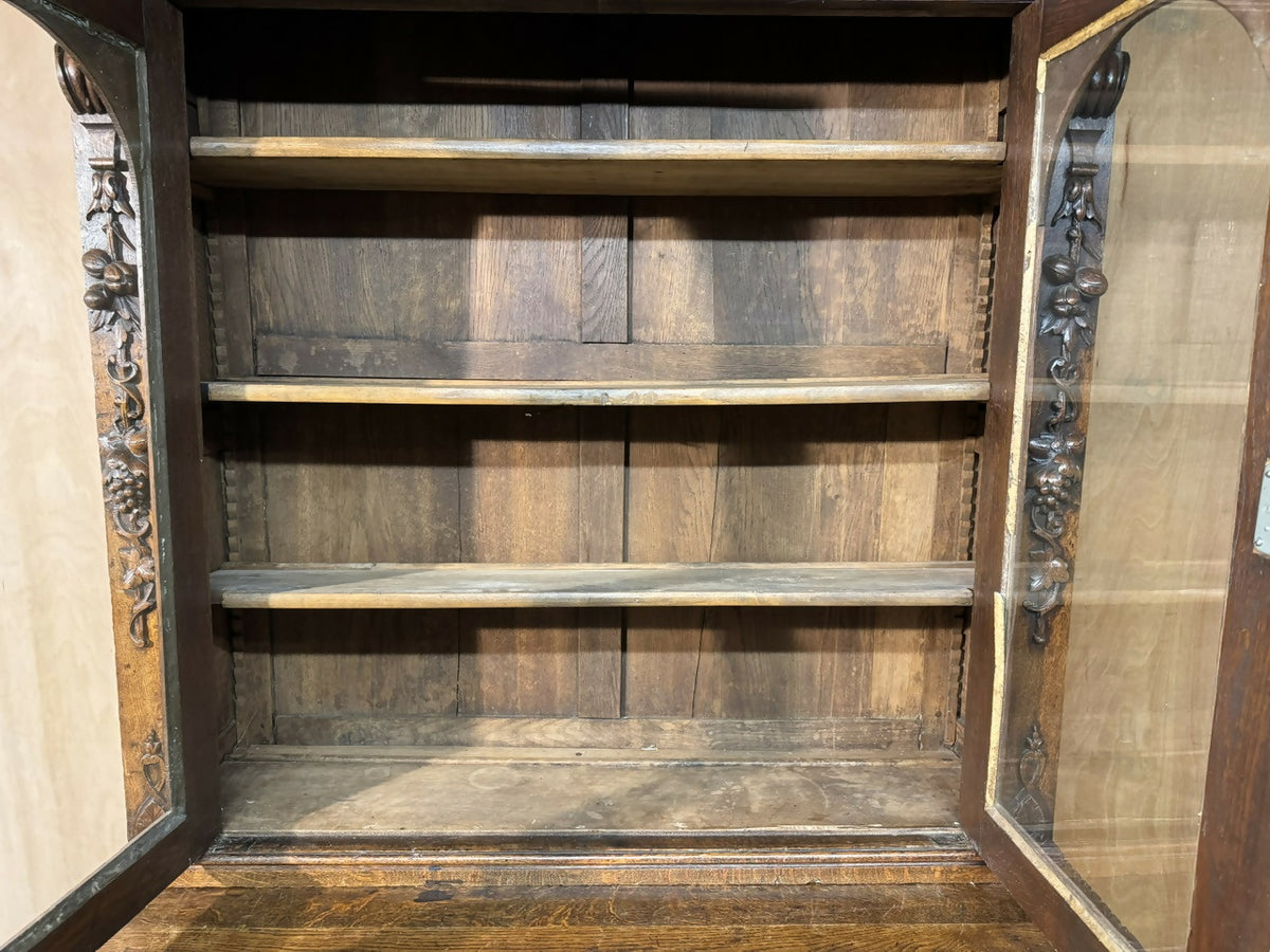 French Carved Oak Hunting Cabinet