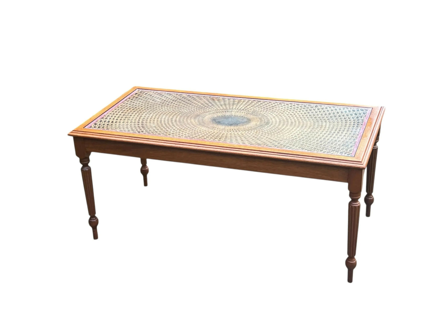 Regency style Rattan and Mahogany coffee table