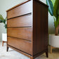 Peppler Furniture Co. 'The Hanover Line' Four Drawer Highboy In Figured Walnut – Canada, C. 1960s