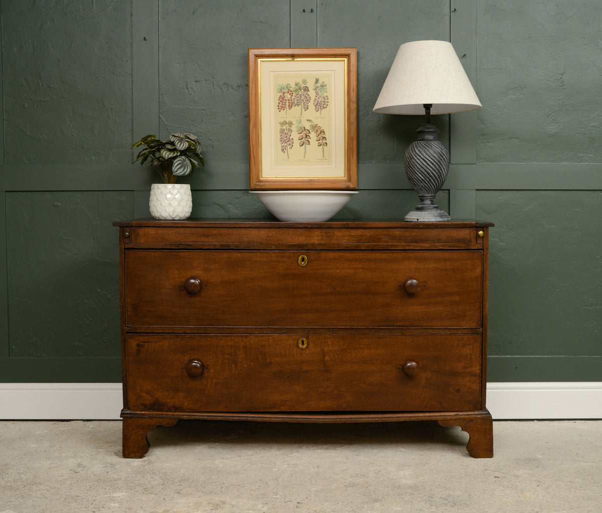 Wide Georgian Oak Chest of Drawers - 2 Drawer Chest