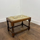 Vintage Oak Stool with Embroidered Pad