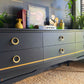 Sideboard With Drawers, TV Cabinet, Black Low And Wide, Mid Century.