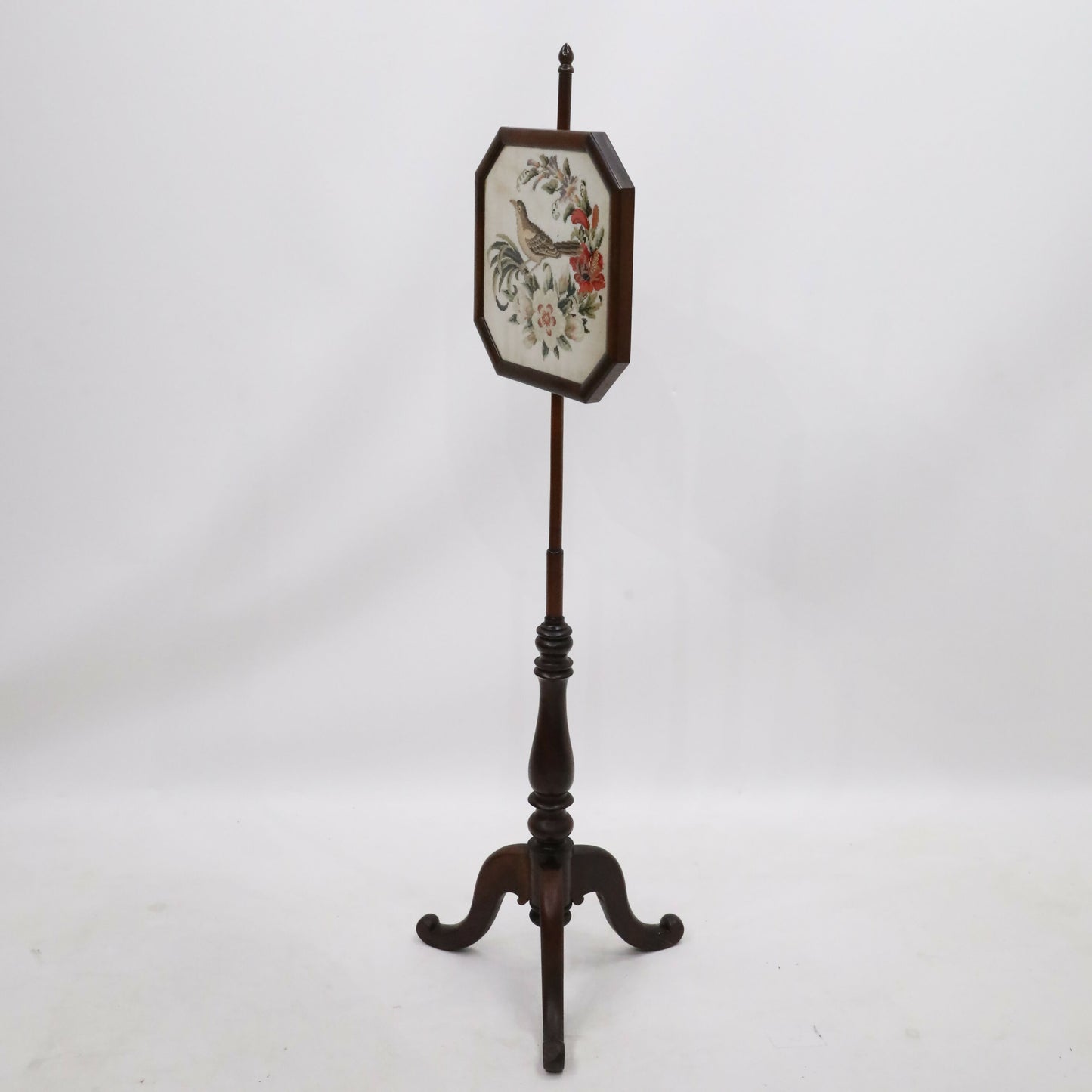 Antique Pole Fire Screen Bird Tapestry Hip Splayed Legs FREE UK Delivery. SBR9605/2709D