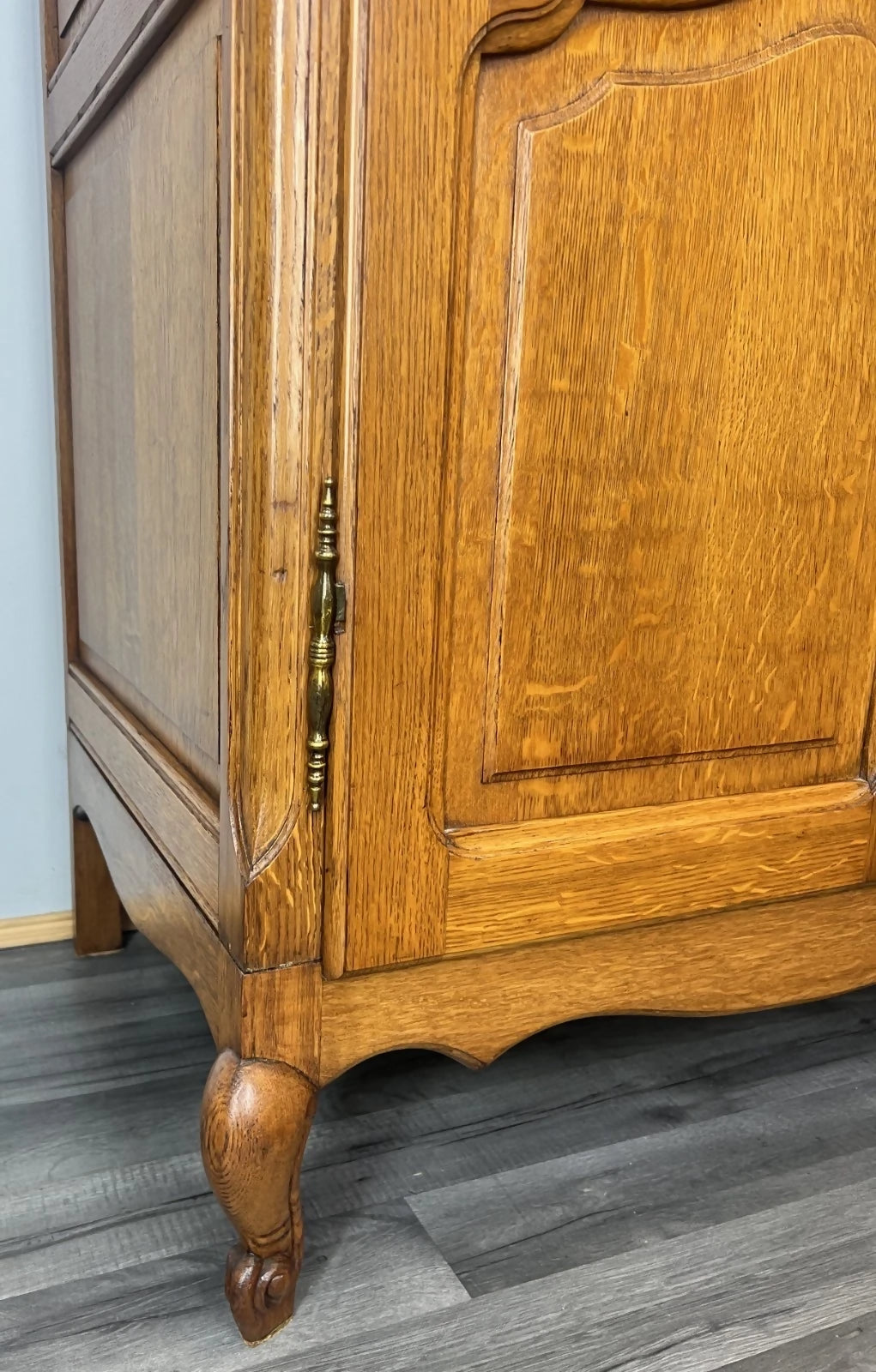 Wardrobe Vintage French Louis XVI Style Oak Four Door Armoire LOT 4814
