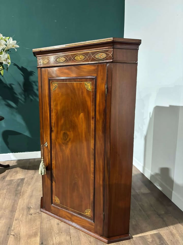 Victorian Mahogany Inlaid Corner Cupboard67