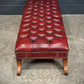 Large Red Buttoned Leather Footstool