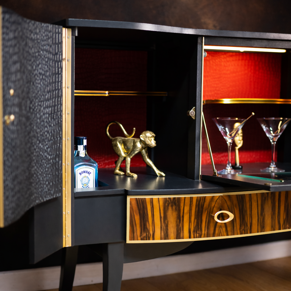 Crimson Crimson Cocktail Cabinet | Drinks Cabinet | Mid Century Bar Cabinet | Statement Home Bar