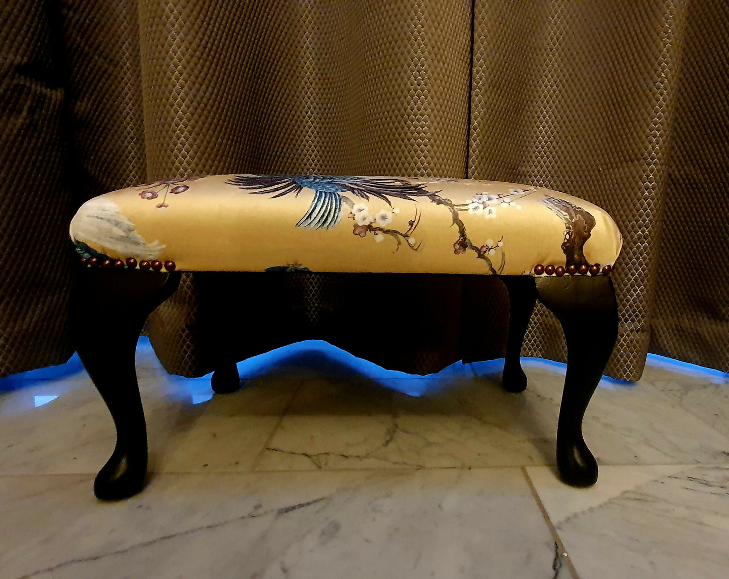 Antique style Footstool, Designer Velvet.