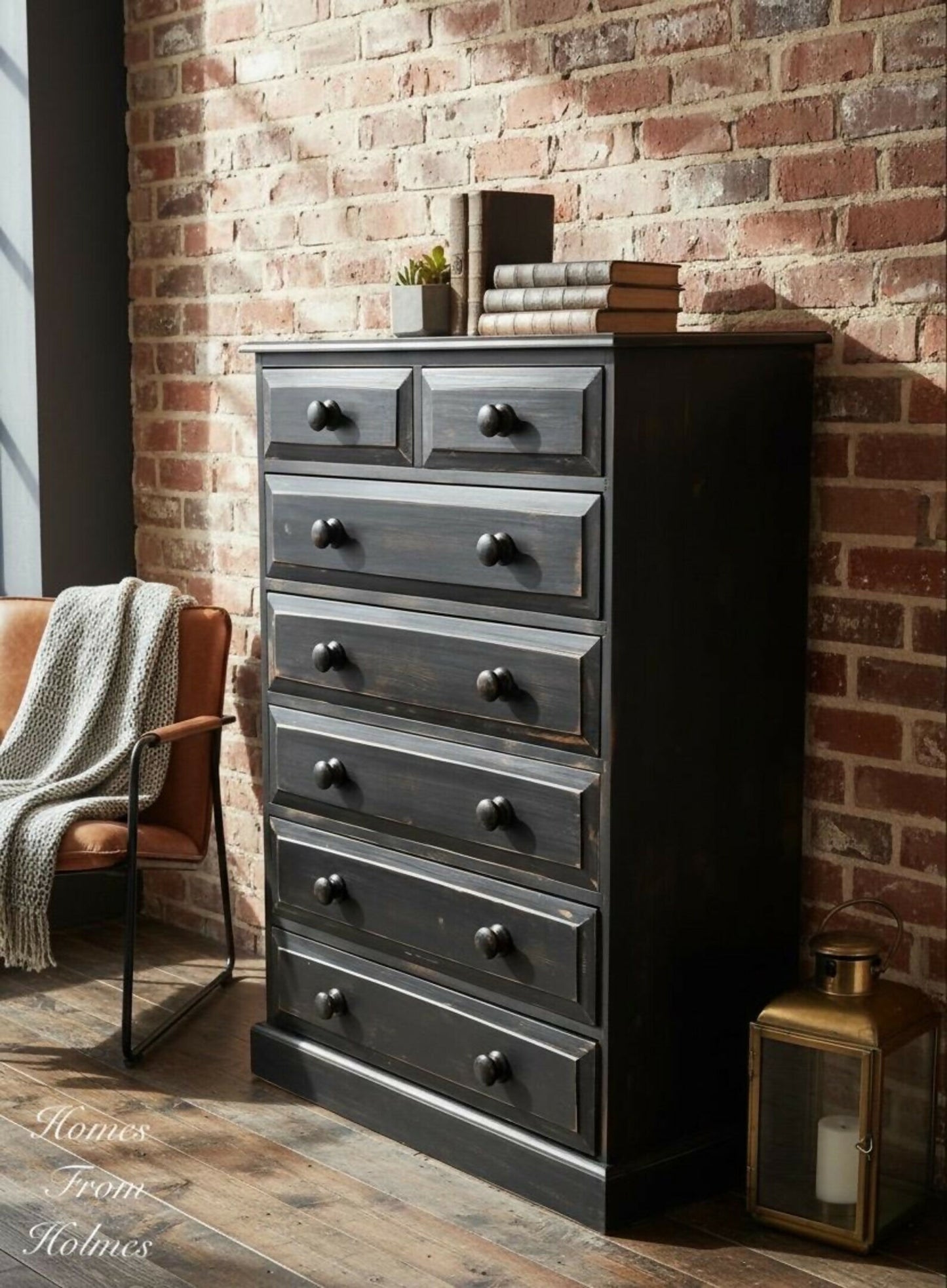 Solid pine handmade chest of drawers / industrial drawers / rustic drawers / farmhouse drawers / black drawers / aged chest of drawers /