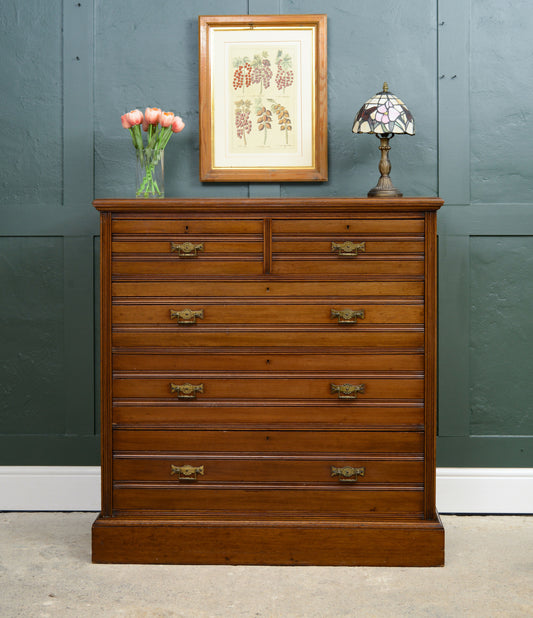 Large Edwardian Tallboy Chest of Drawers - Mahogany or Satinwood - 2 Over 3