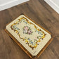 Vintage Oak Stool with Embroidered Pad