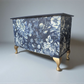 Vintage bedding blanket box ottoman navy blue floral chest