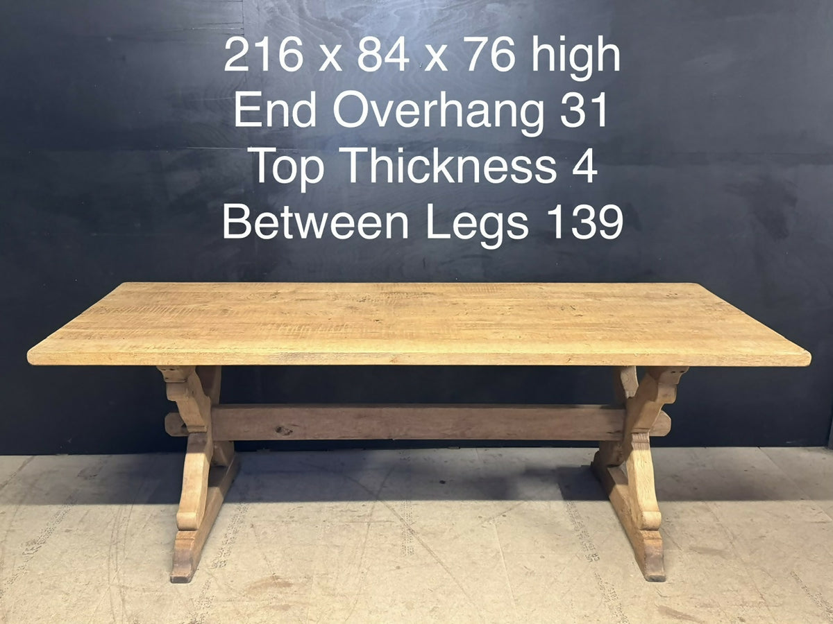 French Oak X Support Farmhouse Dining Table