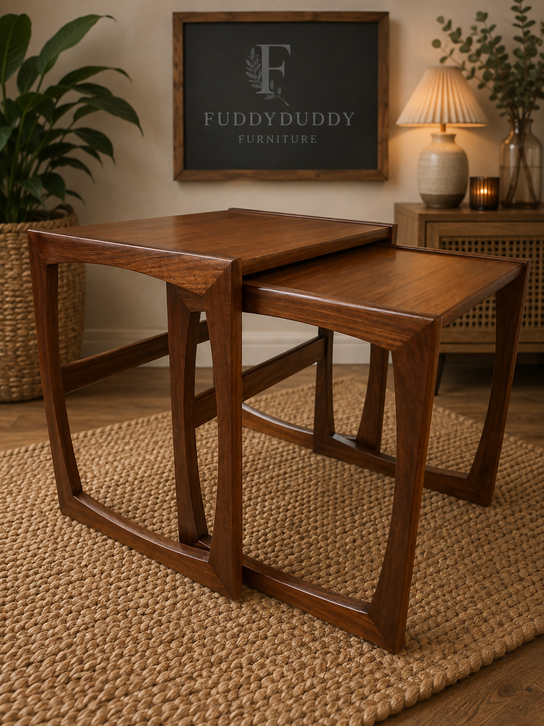 G Plan Quadrille – R. Bennett – restored teak – set of three