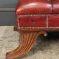 Large Red Buttoned Leather Footstool