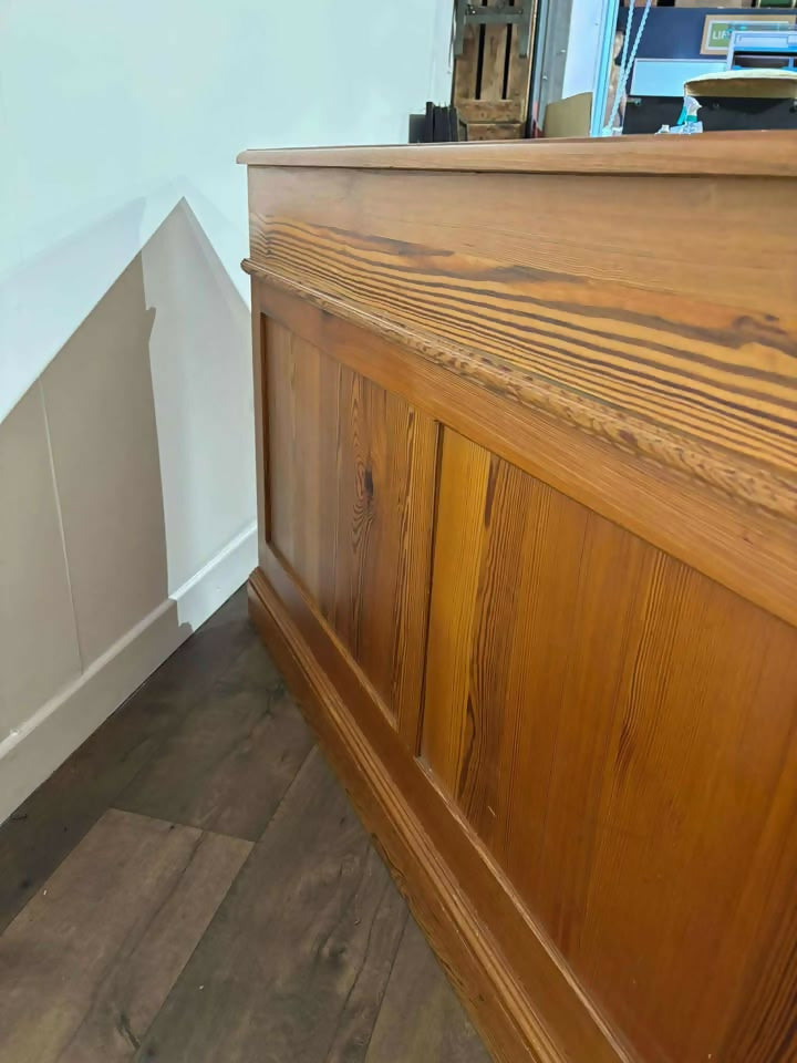Large Leather Topped Pine Pedestal Desk