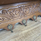 Coat Rack Vintage French Oak Wall Mounted 5 Hooks Carved Rack Hanger LOT 6204
