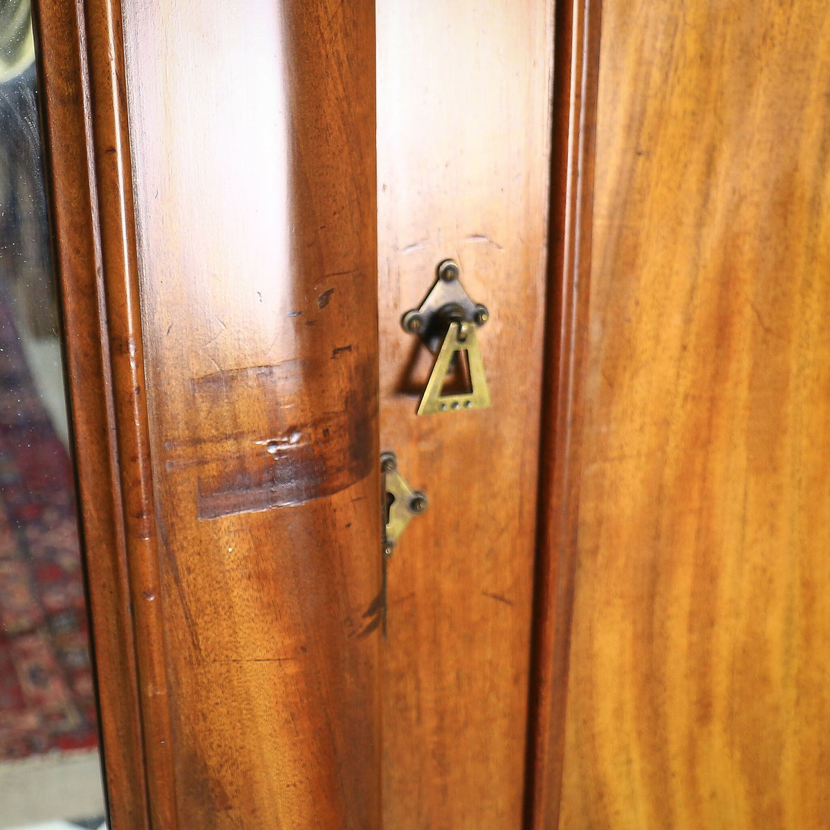 Antique Triple Mahogany Fitted Wardrobe Breakfront Victorian