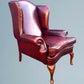 Queen Anne High Back Chesterfield Leather Armchair