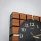 Wall Clock Mid Century Retro Waffle Style. Wood Effect Quartz Clock