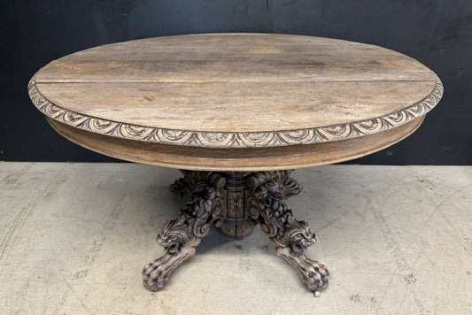 French Carved Oak Hunting Table