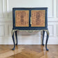 Vintage Unique Art Deco Style queen Anne Blue Drinks Cocktail Cabinet gin bar