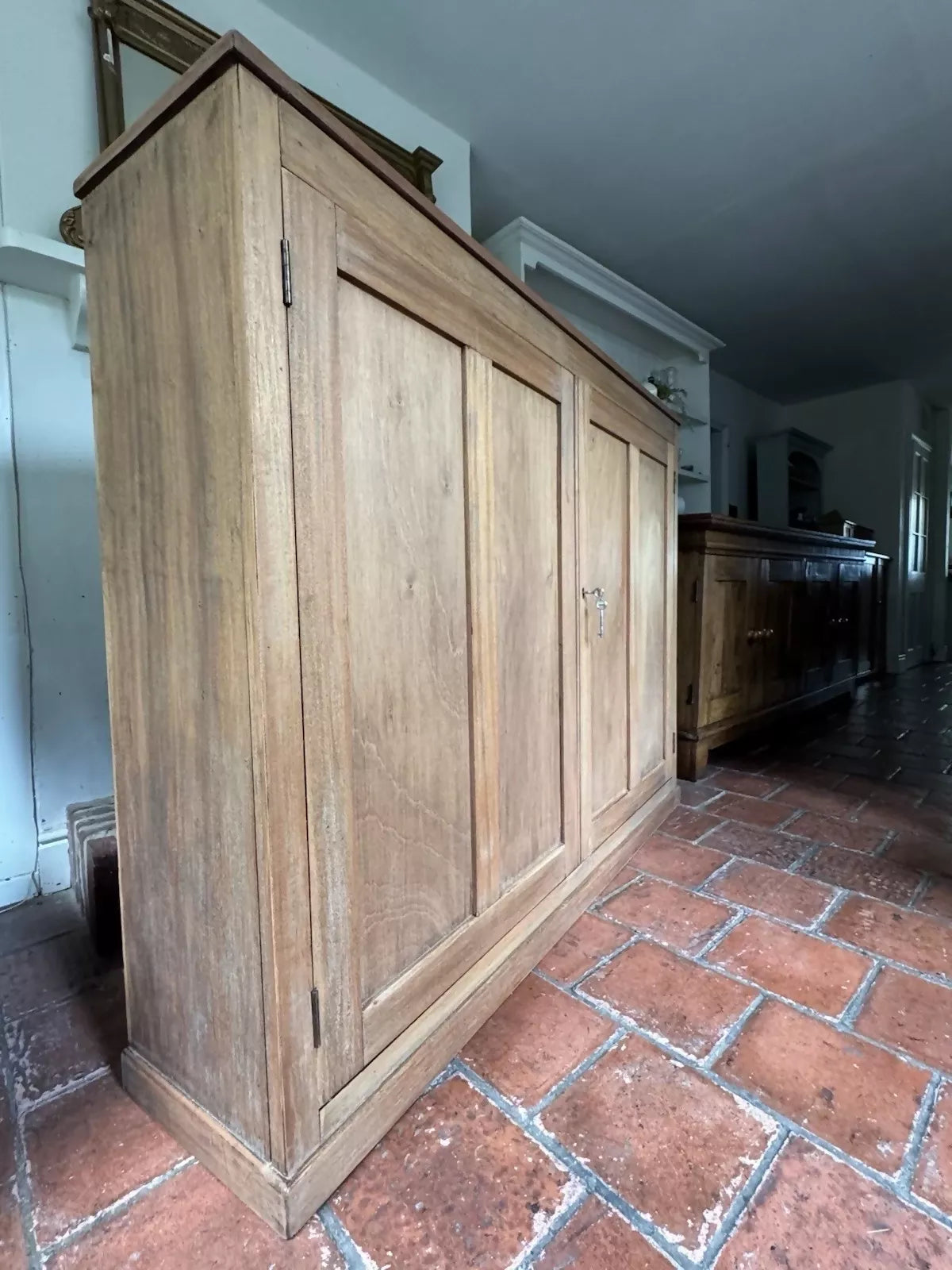 Large Antique Stripped Mahogany School Hall Larder Cupboard Cabinet Sideboard